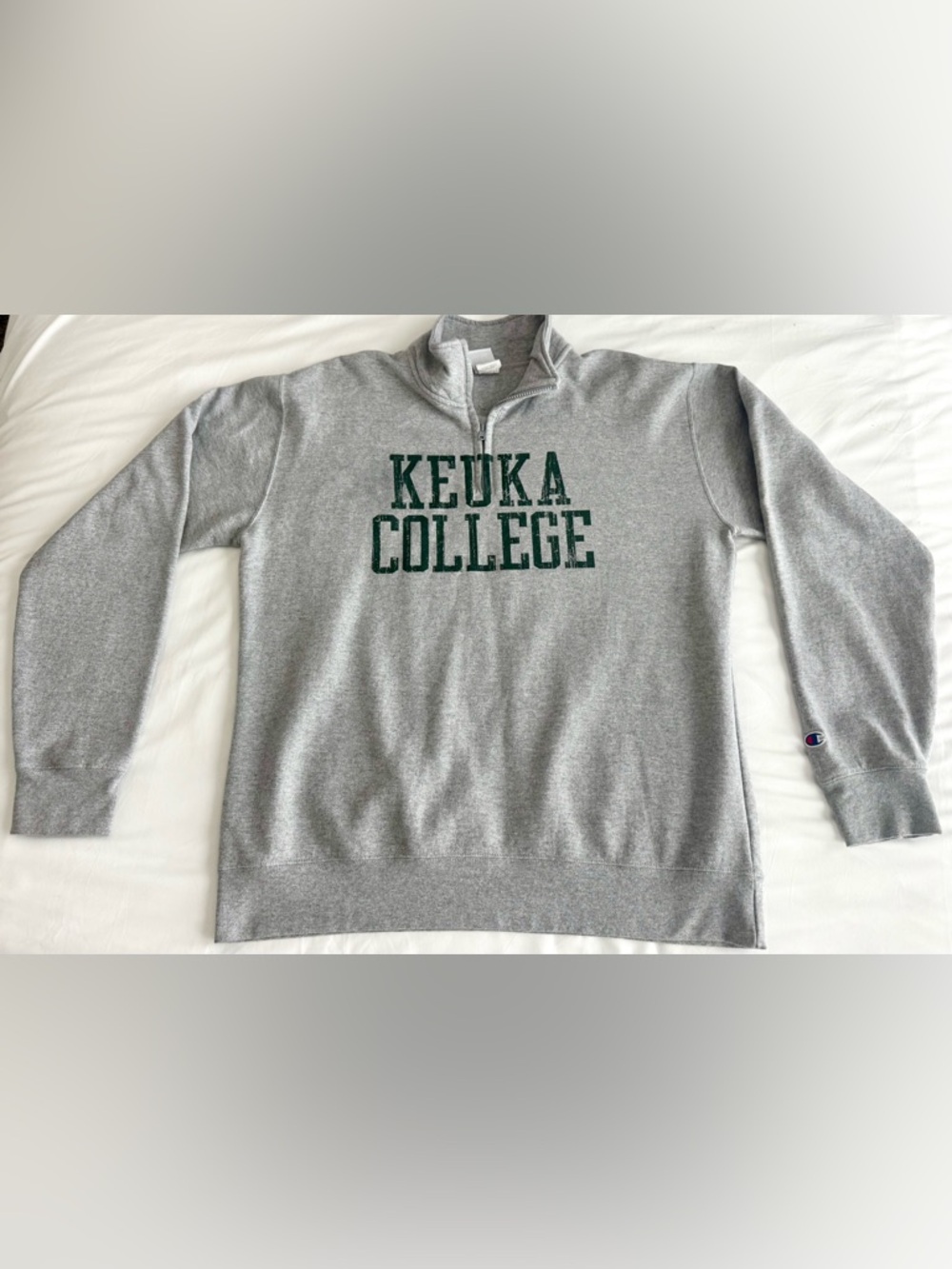 Keuka College Unisex Champion Quarter Zip Grey Size XL